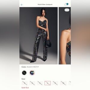 Anthropologie Sequin Black Motif Jumpsuit